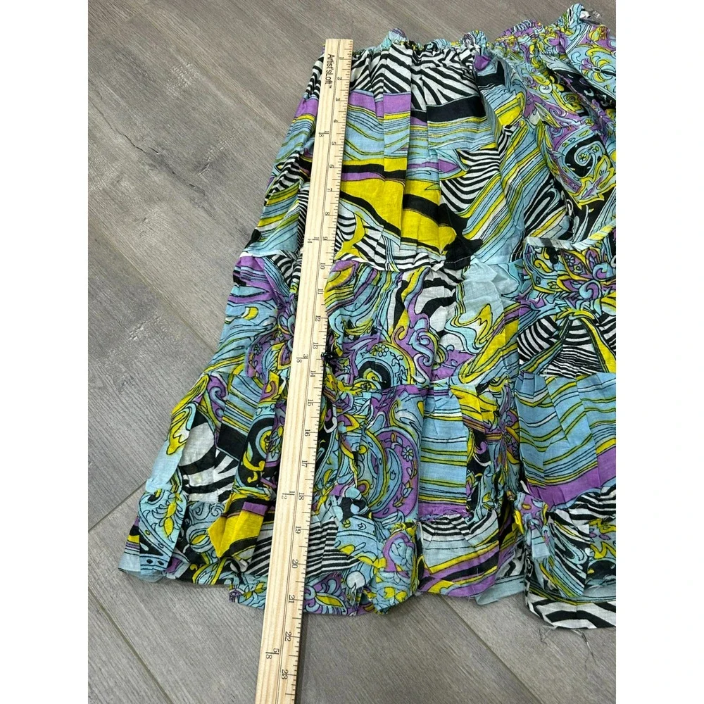 Raj Womens Multicolor Printed Elastic Waist Tiered Midi Skirt‎ Boho One Size NWT
